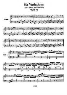 Sechs Variationen über 'Nel cor più non mi sento' aus 'La Molinara' von G.Paisiello, WoO70: Für Klavier by Ludwig van Beethoven