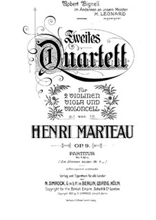 Streichquartett No.2 in D-dur, Op.9: Vollpartitur by Henri Marteau