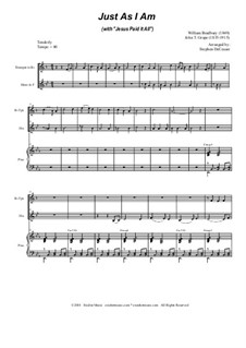 Just as I am (with 'Jesus Paid It All'): Duet for Bb-trumpet and french horn by William Batchelder Bradbury, John T. Grape