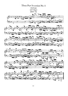 Nr.8 in F-Dur, BWV 794: Für Klavier by Johann Sebastian Bach