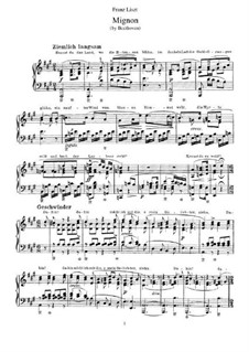 Transkription über 'Mignon' von Beethoven, S.468 No.1: Für Klavier by Franz Liszt