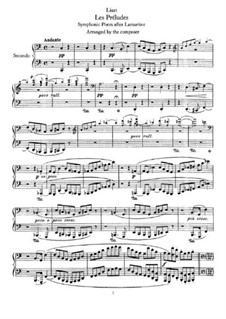 Symphonische Dichtung Nr.3 'Les préludes', für Klavier, vierhändig, S.591: Erste und zweite Stimme by Franz Liszt