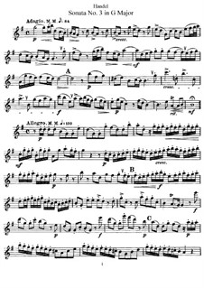 Sonate für Flöte und Cembalo in G-Dur, HWV 363b Op.1 No.5: Solo Stimme by Georg Friedrich Händel