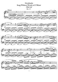 Albumblatt (Lied ohne Worte), Op.117: Für Klavier by Felix Mendelssohn-Bartholdy