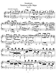 Andante und Variationen, Op.83a: Variations by Felix Mendelssohn-Bartholdy