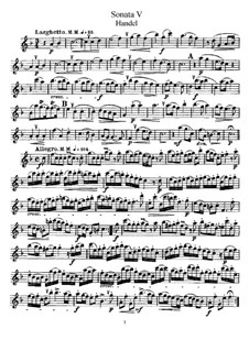 Sonate für Flöte und Cembalo in F-Dur, HWV 369 Op.1 No.11: Solostimme by Georg Friedrich Händel