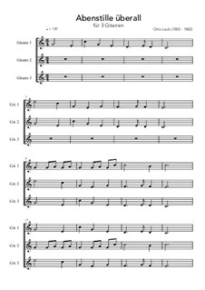 Abendstille überall: For 3 guitars (C Major) by Otto Conrad Laub