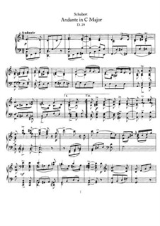 Andante für Klavier in C-Dur, D.29: Für einen Interpreten by Franz Schubert