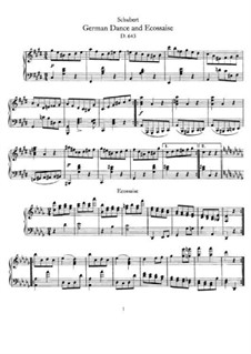 Deutscher Tanz und Ecossaise für Klavier, D.643: Für einen Interpreten by Franz Schubert