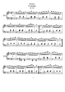 Acht Ländler für Klavier, D.378: Für einen Interpreten by Franz Schubert