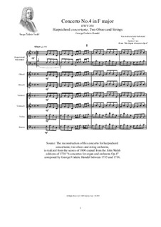 Konzert Nr.4 in F-Dur, HWV 292: Arrangement for harpsichord, winds and strings by Georg Friedrich Händel