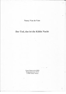 Der Tod, das ist die kühle Nacht: Der Tod, das ist die kühle Nacht by Nancy Van de Vate