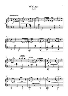 Walzer Nr.4: Bearbeitung für Klavier by Johannes Brahms