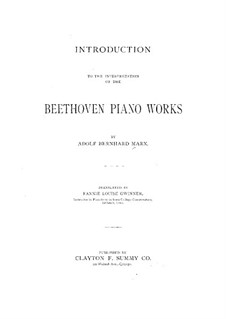 Introduction to the Interpretation of the Beethoven Piano Works: Teil I by Adolf Bernhard Marx