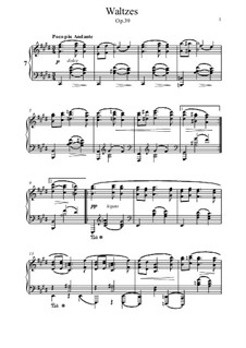 Walzer Nr.7: Bearbeitung für Klavier by Johannes Brahms