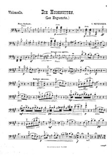 Transkriptionen über Themen aus Opern von Meyerbeer für Violine (oder Flöte), Cello und Klavier: Cellostimme by Wilhelm Popp