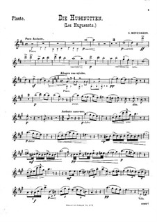Transkriptionen über Themen aus Opern von Meyerbeer für Violine (oder Flöte), Cello und Klavier: Flötenstimme by Wilhelm Popp
