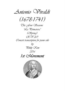 Violinkonzert Nr.1 in E-Dur 'Frühling', RV 269: Movement I, for piano by Antonio Vivaldi