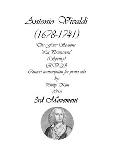 Violinkonzert Nr.1 in E-Dur 'Frühling', RV 269: Movement III, for piano by Antonio Vivaldi