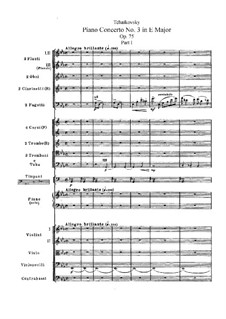 Konzert für Klavier und Orchester Nr.3 in Es-Dur, TH 65 Op.75: Vollpartitur by Pjotr Tschaikowski