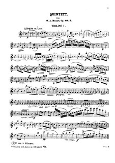 Quintett für Klarinette und Streicher in A-Dur, K.581: Violinstimme I (B-Dur) by Wolfgang Amadeus Mozart
