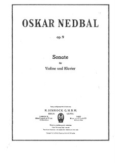 Sonate für Violine und Klavier, Op.9: Partitur by Oskar Nedbal