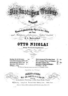 Die lustigen Weiber von Windsor: Ouvertüre. Bearbeitung für Klavier, vierhändig by Otto Nicolai