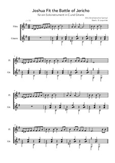 Joshua Fit the Battle of Jericho: For solo instrument in C and guitar (e minor) by folklore