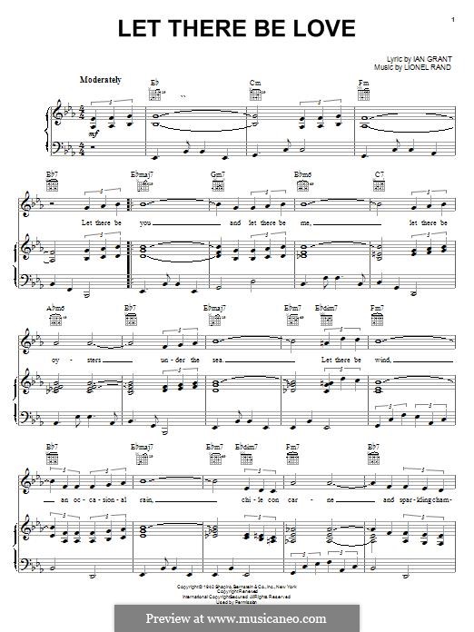 Let There Be Love (Nat 'King' Cole): Für Stimme und Klavier (oder Gitarre) by Lionel Rand