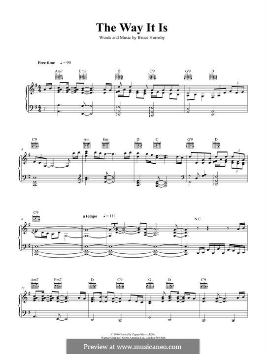 The Way It Is (Bruce Hornsby and The Range): Für Stimme und Klavier (oder Gitarre) by Bruce Hornsby