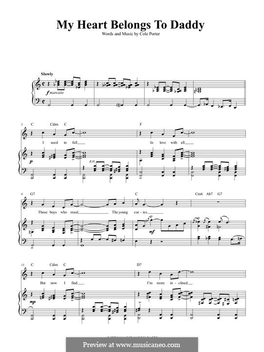 My Heart Belongs to Daddy: Für Stimme und Klavier (oder Gitarre) by Cole Porter