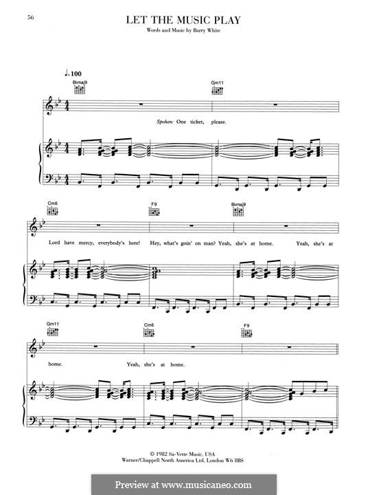 Let The Music Play: Für Stimme und Klavier (oder Gitarre) by Barry White