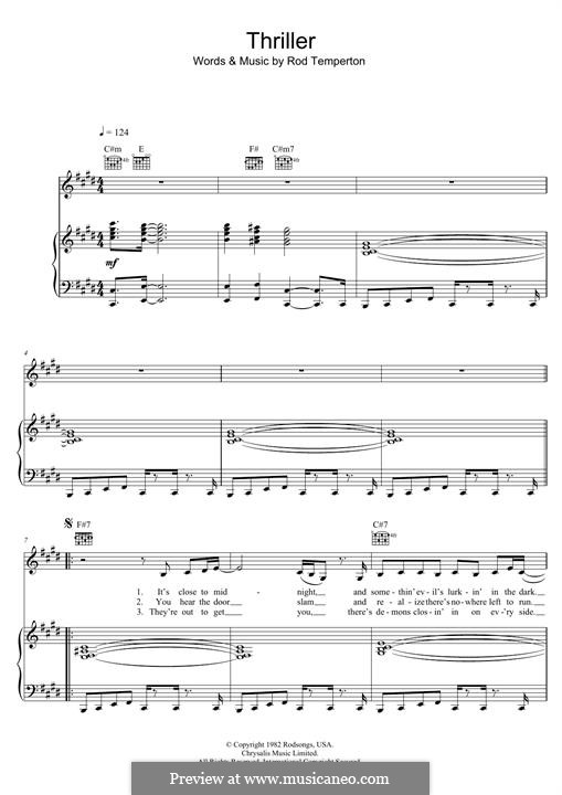 Thriller: Für Stimme und Klavier (oder Gitarre) by Rod Temperton