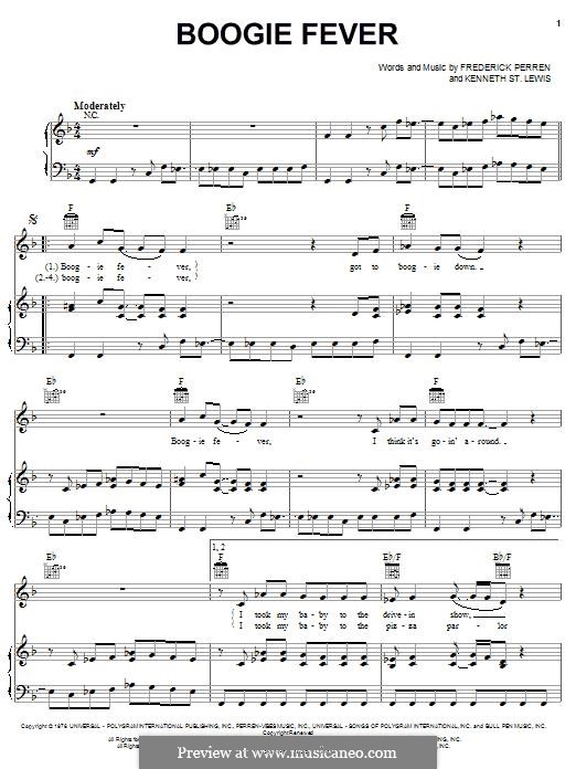 Boogie Fever (The Sylvers): Für Stimme und Klavier (oder Gitarre) by Freddie Perren