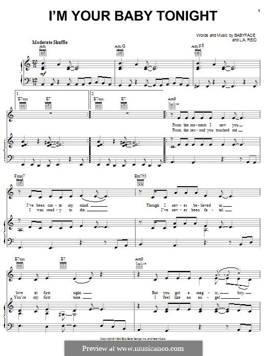 I'm Your Baby Tonight (Whitney Houston): Für Stimme und Klavier (oder Gitarre) by L.A. Reid, Kenneth 'Babyface' Edmonds