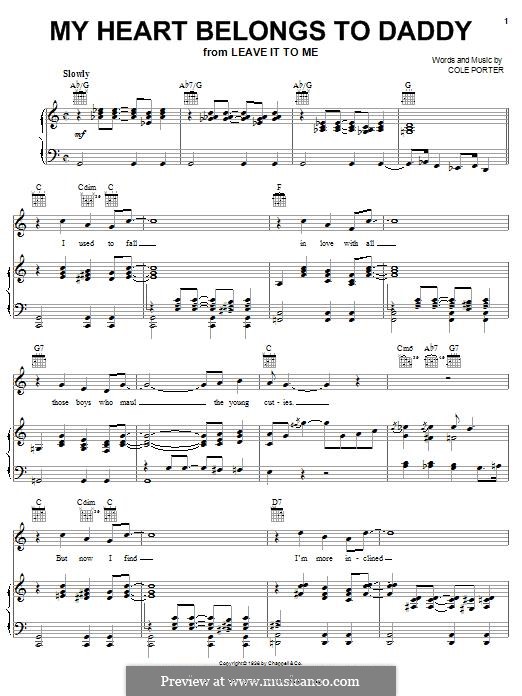 My Heart Belongs to Daddy: Für Stimme und Klavier (oder Gitarre) by Cole Porter