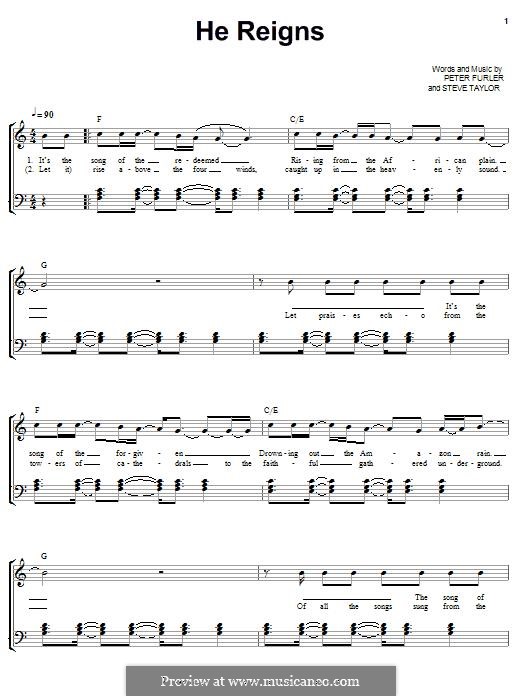 He Reigns (Newsboys): Für Stimme und Klavier by Peter Furler, Steve Taylor