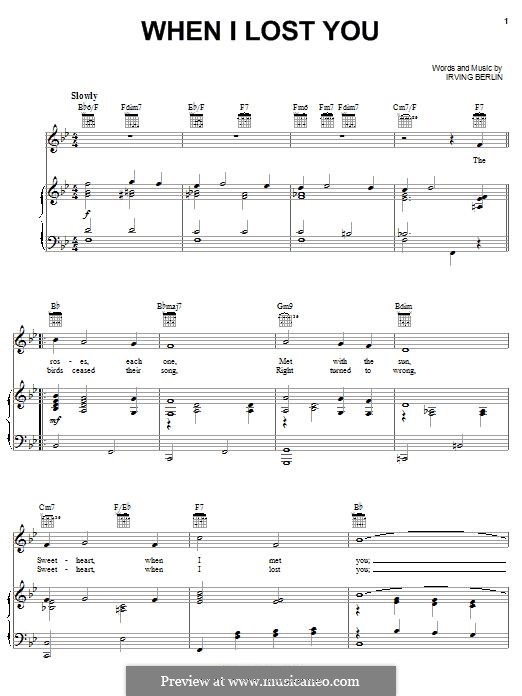 When I Lost You: Für Stimme und Klavier (oder Gitarre) by Irving Berlin