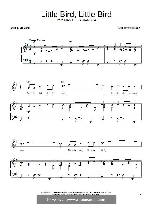 Little Bird, Little Bird (Joe Darion): Für Stimme und Klavier (oder Gitarre) by Mitch Leigh