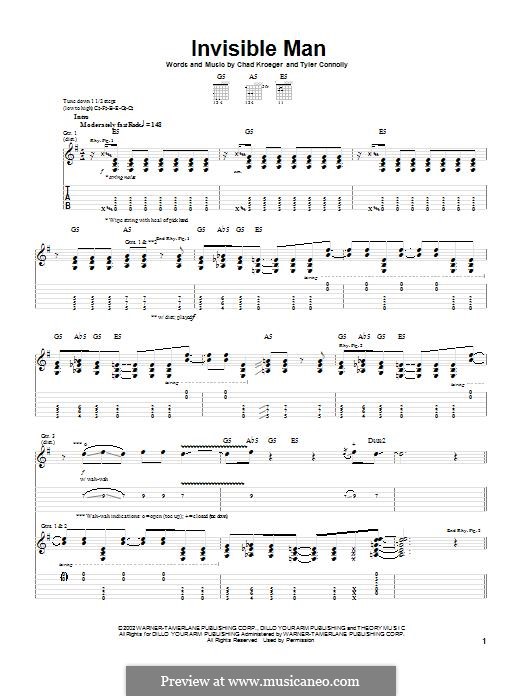 Invisible Man (Theory of a Dead Man): Für Gitarre mit Tabulatur by Chad Kroeger, Tyler Connolly