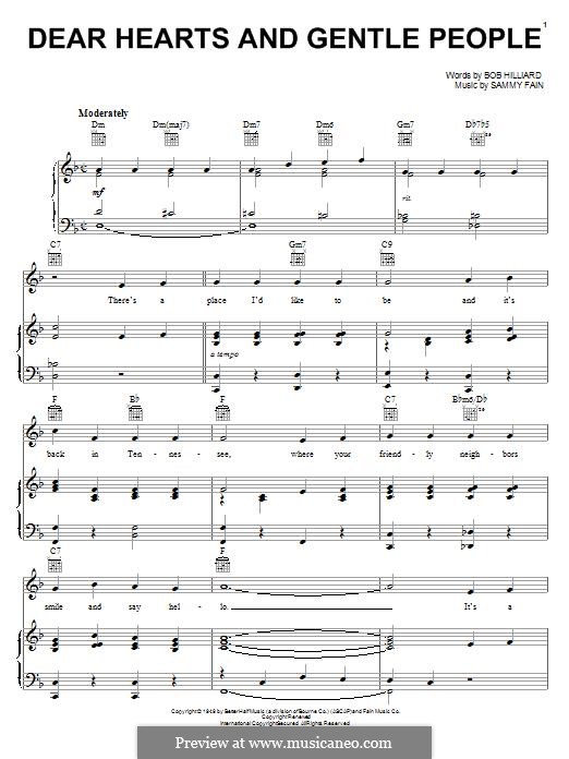 Dear Hearts and Gentle People: Für Stimme und Klavier (oder Gitarre) by Sammy Fain