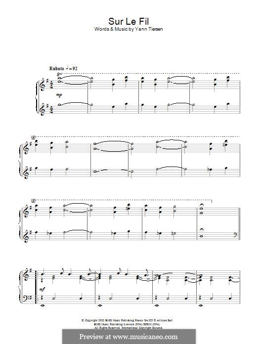 Sur Le Fil: Für Klavier by Yann Tiersen