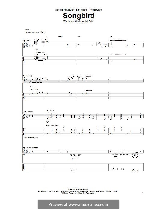 Songbird (Eric Clapton): Für Gitarre mit Tabulatur by J.J. Cale
