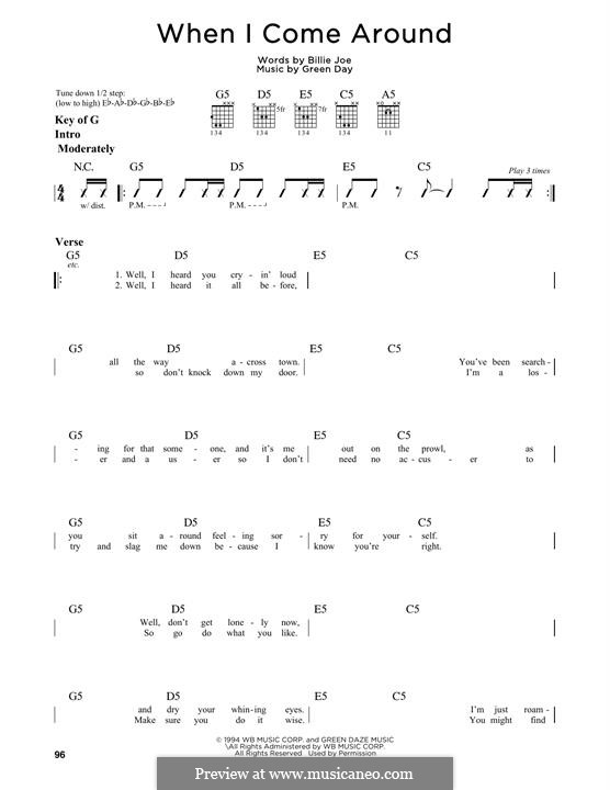 When I Come Around: Für Gitarre mit Tabulatur by Green Day