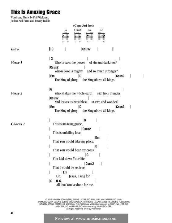 This is Amazing Grace: Text und Akkorde by Joshua Farro, Jeremy Riddle, Phil Wickham