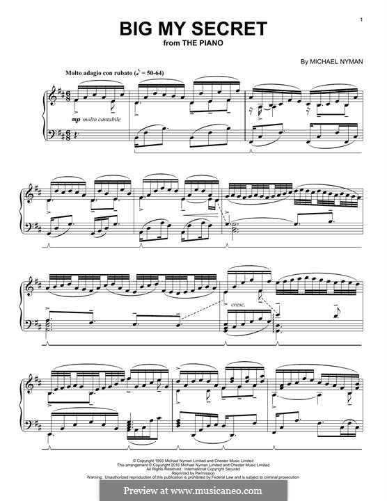 Big My Secret (from The Piano): Für Klavier by Michael Nyman