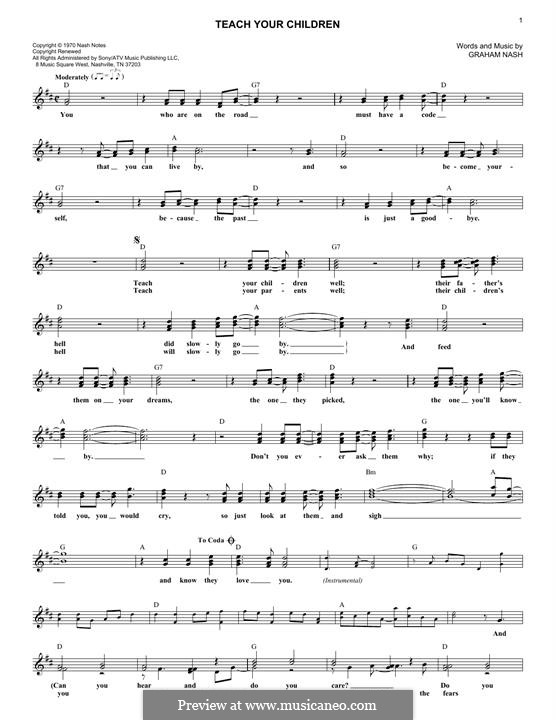 Teach Your Children (Crosby, Stills & Nash): Melodische Linie by Graham Nash