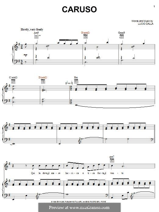 Caruso: Für Stimme mit Klavier oder Gitarre (Andrea Bocelli) by Lucio Dalla