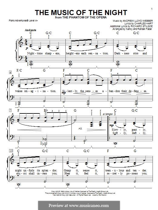 The Music of the Night (instrumental version): Für Klavier, leicht by Andrew Lloyd Webber