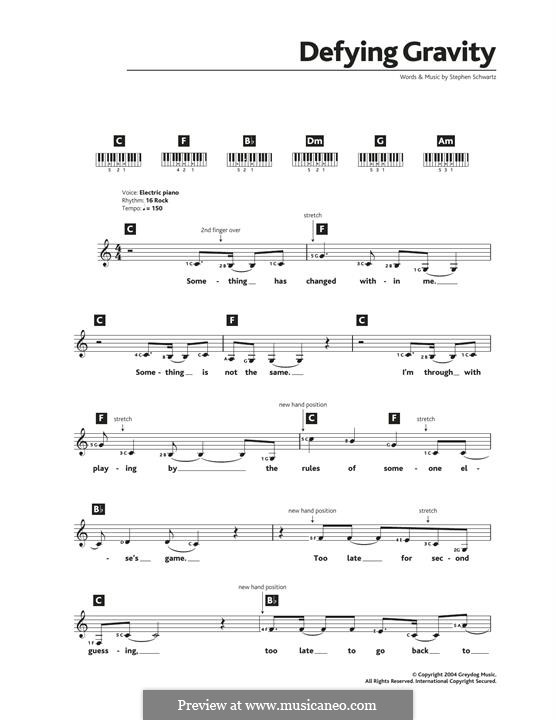 Defying Gravity (from the Broadway Musical Wicked): Melodische Linie by Stephen Schwartz